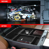 lebogner Center Console Organizer Storage Tray Compatible With Ford F150, Armrest Console Secondary Accessories Box With 5 Compartments, Coin Holder & Glasses Holder, Full Tray (2015-2021 Most Models)