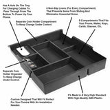 lebogner Center Console Storage Tray Organizer Compatible with Toyota Tundra, Armrest Console Secondary Accessories Box with 5 Compartments and 2 Coin Holders, Full Tray (2014-2020 All Models)
