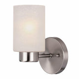 Westinghouse 6227800 Sylvestre One-Light Indoor Wall Fixture, Brushed Nickel Finish with Frosted Seeded Glass