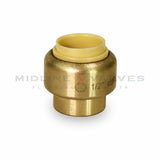 MIDLINE VALVE VQTF34 Plug End Cap Pipe Fitting Push to Connect Pex Copper, CPVC, 1/2'', Brass