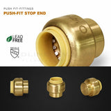 MIDLINE VALVE VQTF34 Plug End Cap Pipe Fitting Push to Connect Pex Copper, CPVC, 1/2'', Brass