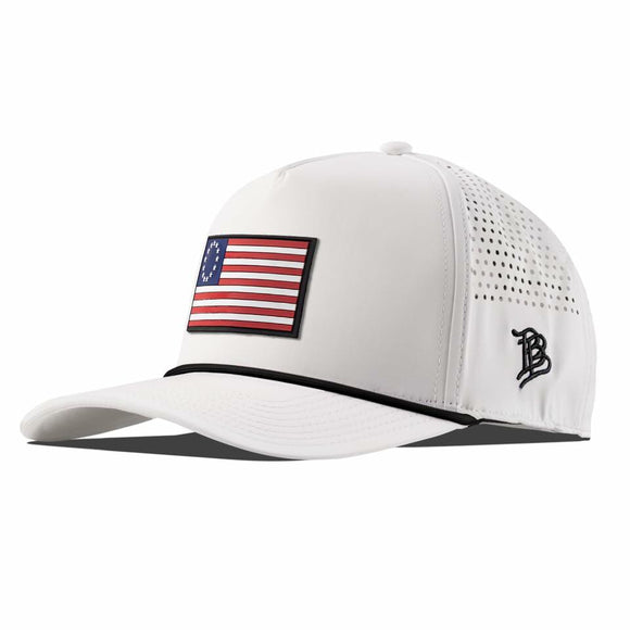 Branded Bills 1776 PVC White Black Rope 5-Panel Performance, Lightweight, Comfortable Baseball Cap
