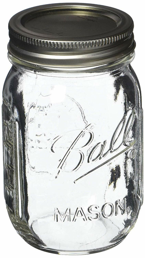 Ball Glass 389579 Pint Regular Mouth Mason, 2 Count (Pack of 1), Clear