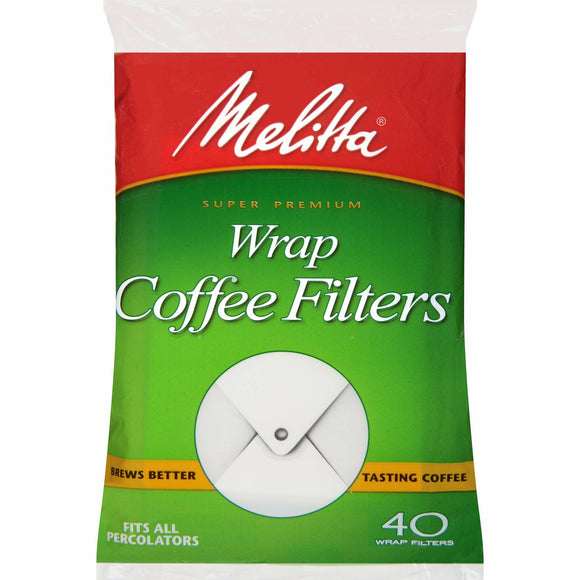 Melitta Super Premium Percolator Wrap-Around Coffee Filters, White, 40 Count