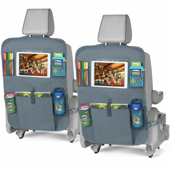 lebogner X-Large Grey Back Seat Protector For Kids + 5 Pocket Storage Organizer, 2 Pack