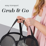 Handy Laundry Collapsible Mesh Pop Up Hamper with Wide Opening and Side Pocket – Breathable, Sturdy, Foldable, and Space-Saving Design for Clothes and Storage. (Black)