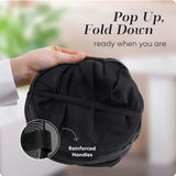 Handy Laundry Collapsible Mesh Pop Up Hamper with Wide Opening and Side Pocket – Breathable, Sturdy, Foldable, and Space-Saving Design for Clothes and Storage. (Black)