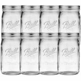 Ball Wide Mouth Glass Mason Jars with Lids and Bands, Used for Canning, Pickling, Juice, Jam, Jelly, Quart Size 32 Ounce (Pack of 8)