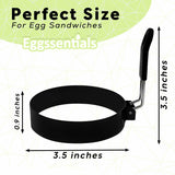 Eggssentials Egg Rings for Frying Eggs Pack of 4 Egg ring Large 3.5 - Non-Stick Pancake Mold Maker & Egg Mold for Breakfast Sandwiches. (NEW - Without Box)