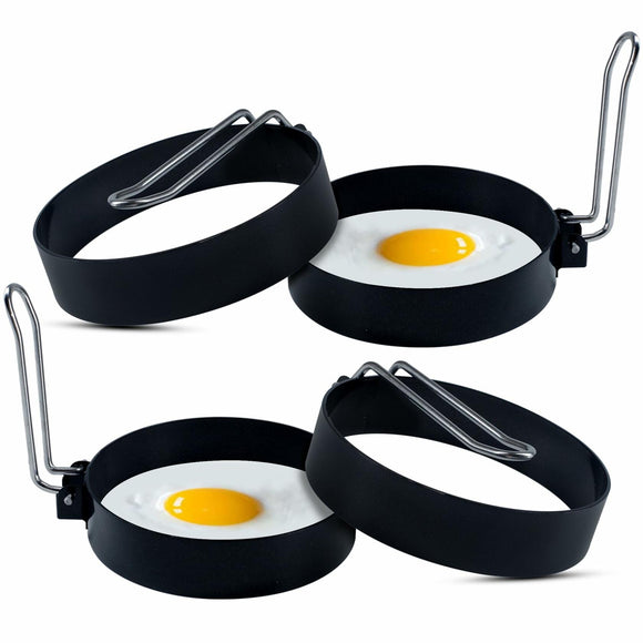 Eggssentials Egg Rings for Frying Eggs Pack of 4 Egg ring Large 3.5 - Non-Stick Pancake Mold Maker & Egg Mold for Breakfast Sandwiches. (NEW - Without Box)