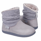 Longbay Women's Warm Chenille Knit Bootie Slippers Memory Foam Comfy Suede Fluffy Faux Fur Memory Foam Boots House Shoes (Large / 9-10, Gray)