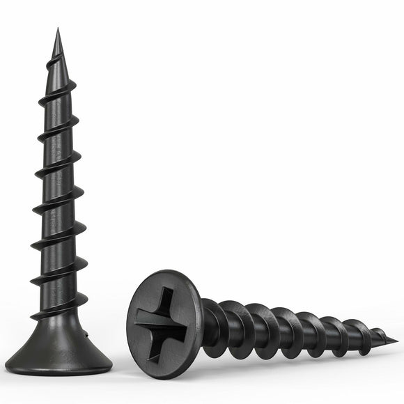 Qualihome #6 Coarse Thread Sharp Point Drywall Screw with Phillips Drive #2 Bugle Head, 1 Lb/Pound, Black, Ideal Screw for Drywall Sheetrock, Wood and More, 1 Inch, 325 Pack