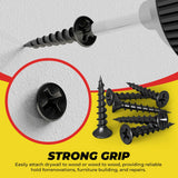 Qualihome #6 Coarse Thread Sharp Point Drywall Screw with Phillips Drive #2 Bugle Head, 1 Lb/Pound, Black, Ideal Screw for Drywall Sheetrock, Wood and More, 1 Inch, 325 Pack