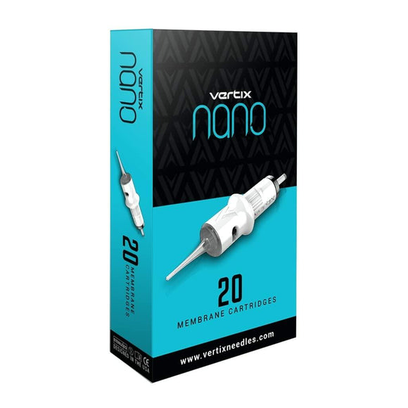 Vertix - Nano Membrane Cartridge Tattoo Needles - 1 Liner - 0.20mm Acupuncture Taper - Maximize Ink Flow & Saturation - For Permanent Cosmetic Application Tattooing & Microblading (20 Count) (NEW - Open box)
