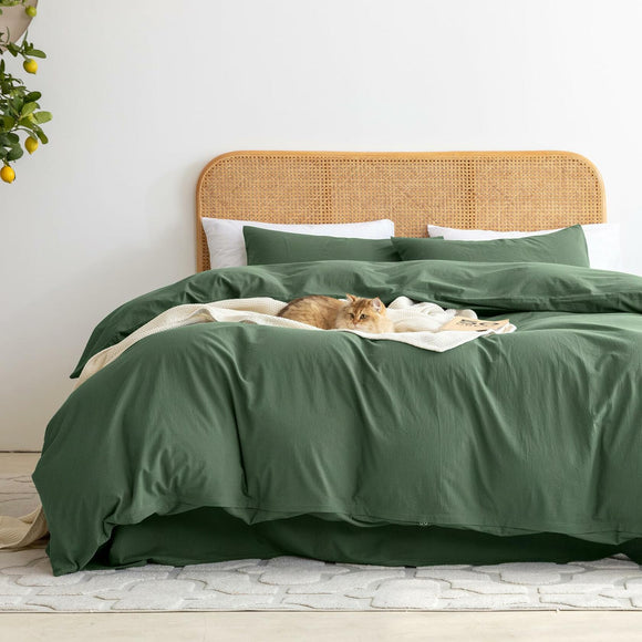 Ventidora 3 Piece Duvet Cover Set King Size,100% Organic Washed Cotton with Linen Feel Like Textured, Luxury Soft