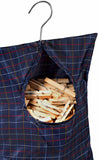 Handy Laundry Clothespin Bag - 11" x 15" - Holds 100 Medium-Sized Clothes Pins, Water-Repellent Material, Hook for Hanging and Effortlessly Sliding on the Clothesline with an Extra-Large Opening.