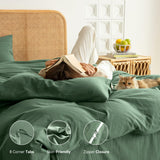 Ventidora 3 Piece Duvet Cover Set King Size,100% Organic Washed Cotton with Linen Feel Like Textured, Luxury Soft