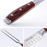 Messermeister Avanta Forged Kullenschliff Carving Set - Includes 8” Carving & Slicing Knife + 7” Fork - German X50 Stainless Steel - Pakkawood Handle - Rust Resistant & Easy to Maintain