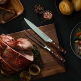 Messermeister Avanta Forged Kullenschliff Carving Set - Includes 8” Carving & Slicing Knife + 7” Fork - German X50 Stainless Steel - Pakkawood Handle - Rust Resistant & Easy to Maintain