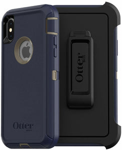 OtterBox DEFENDER SERIES SCREENLESS Case Case for iPhone Xs & iPhone X - Retail Packaging - DARK LAKE (CHINCHILLA/DRESS BLUES)