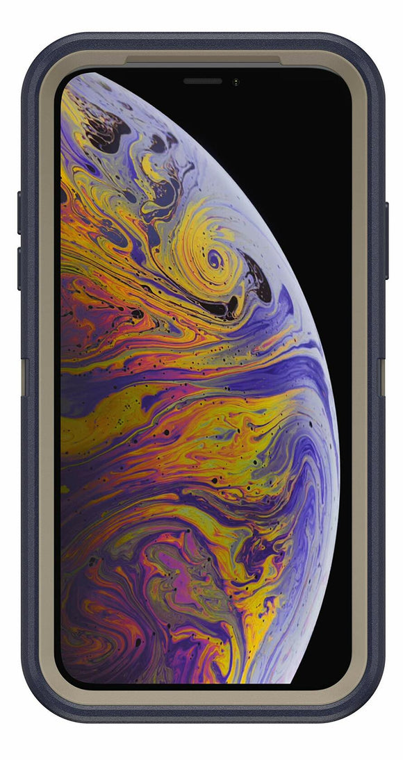 OtterBox DEFENDER SERIES SCREENLESS Case Case for iPhone Xs & iPhone X - Retail Packaging - DARK LAKE (CHINCHILLA/DRESS BLUES)