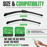 lebogner Wiper Blades 26 Inch + 21 Inch Pack of 2 All-Seasons Automotive Replacement Windshield Wiper Blades For My Car, Stable And Quiet Silicone Beam Blade Compatible With U/J Hook, Easy To Install