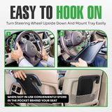 lebogner Steering Wheel Tray, Car Tray for Eating, Hook On Steering Wheel Desk for Food, Laptop and Car Accessories, Car Road Trip Must Haves Gadgets Car Table (Grey)
