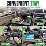 lebogner Steering Wheel Tray, Car Tray for Eating, Hook On Steering Wheel Desk for Food, Laptop and Car Accessories, Car Road Trip Must Haves Gadgets Car Table (Grey)