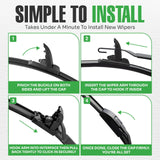 lebogner Wiper Blades 26 Inch + 21 Inch Pack of 2 All-Seasons Automotive Replacement Windshield Wiper Blades For My Car, Stable And Quiet Silicone Beam Blade Compatible With U/J Hook, Easy To Install