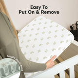 2-Pack Mini Crib Sheets Fitted - 38x26 Pack N Play Sheets for Pack and Play Mattress, Organic Cotton, Soft & Breathable Playard Bedding, Neutral Mini Toddler Bed Cover for Boys, Girls (Elly)