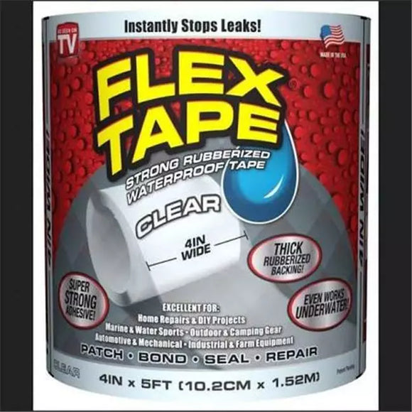 Flex Tape, 4 in x 5 ft, Gray, Original Thick Flexible Rubberized Waterproof Tape