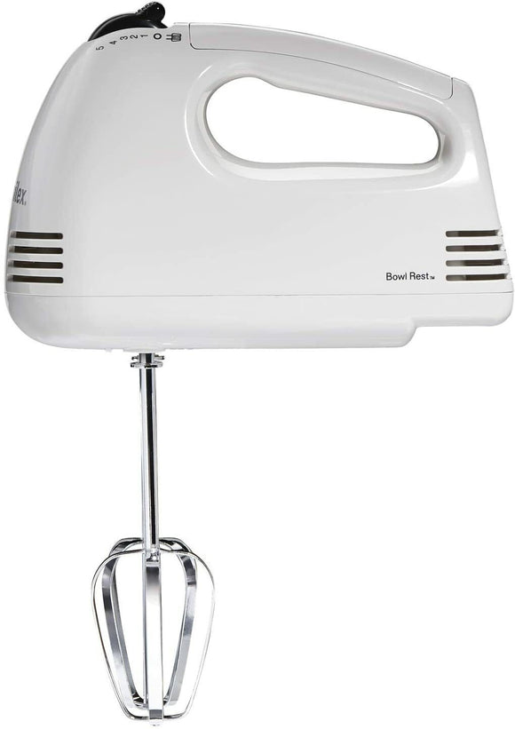 Proctor Silex 5-Speed Easy Mix Electric Hand Mixer with Bowl Rest,White (62515PS