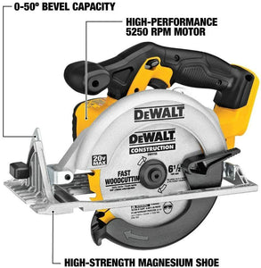 DEWALT 6-1/2-Inch 20V Max Circular Saw, Tool Only (DCS391B),Yellow