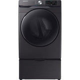Samsung - 7.5 Cu. Ft. Stackable Electric Dryer with Steam and Sensor Dry - Black stainless steel