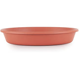 HC Companies Indoor Outdoor Classic Plastic 12 Inch Round Plant Flower Pot Planter Deep Saucer Drip Tray, Fits 10.25 Inch Pot, Clay