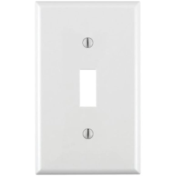 Leviton 80701-W 1-Gang Toggle Device Switch Wallplate, 1 Gang 1-pack, Thermoplastic Nylon, Device Mount, White