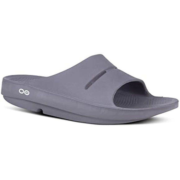 OOFOS Women's Unisex Slide Sandal,Slate,14 B(M) US Women / 12 D(M) US Men