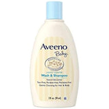 Aveeno Baby Wash & Shampoo, Tear Free, Travel Size 2 Oz (59ml) - Pack of 3