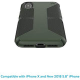 Speck Products Compatible Phone Case for Apple iPhone Xs/iPhone X/Presidio Grip Case, Dusty Green/Brunswick Black (117124-7276)