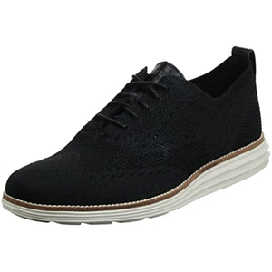 Cole Haan Men's Original Grand Knit Wing TIP II Sneaker, BLACK/IVORY, 8 M US