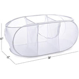 Popup Laundry Basket, Three Compartments - Durable Mesh Material, Folds for Storage, Easy Carry Handles. Folding Pop-Up Laundry Basket Bins are Great for College Dorm Laundry Room or Travel. (White)