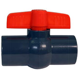 Midline Valve PVC Ball Valve with Pink T-Handle for Potable Water Use 1-1/4'' Solvent Connections Grey Plastic (492T114)