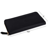 RFID Wallets for Women - The RFID Wallet Includes Organizer Pockets for Credit Cards, Passport, Receipts, Cash, Picture Window, Pen Holder, Wrist Strap, Zippered Pocket and Theft Protection. (Black)