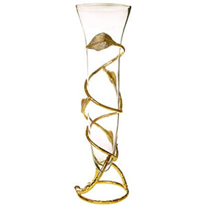 Classic Touch Decor Glass Vase with Gold Leaf Design