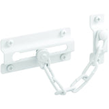 Defender Security U 9852 Chain Door Guard, Stamped Steel w/Steel Chain, White Painted Finish