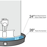 Everflow PWHP26 Plastic Water Heater Drain Pan with 1 in. - 1-1/2 in. PVC Fitting, 26 in. Diameter Black
