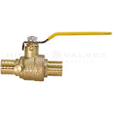 MIDLINE VALVE 607Q034-4 Full Port x PEX Barb Ball Valve Water Shut Off with Drain, 1/2", Brass (Pack of 2}