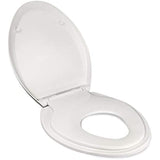 PlumBoss E2000 Elongated Toilet Seat with Built in Potty Training Toddlers Seat Magnetic Kids Seat Fits both Adult and Child Plastic Off white