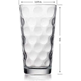 Drinking Glasses Set Of 16 - By Home Essentials & Beyond - 8 Highball Glasses (17 oz.), 8 Rocks Whiskey Glass cups (13 oz.), Inner Circular Lensed Kitchen Glass Cups for Water, Juice and Cocktails.