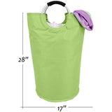 Collapsible Fabric Laundry Hamper - Portable, Foldable Large Capacity Laundry Basket, Durable Comfortable Padded Carry Handles, Self Standing Washing Bin, Folds Easily in Laundry Room Storage. (Green)